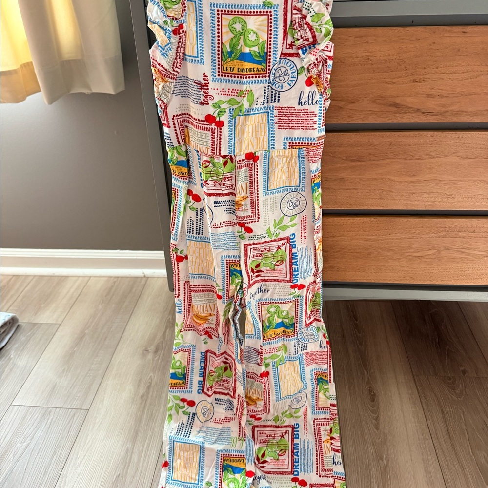 Tahari Kids-Colorful Fruit Patch Printed Jumpsuit